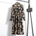 Robe de fleur de robe vintage haute taille